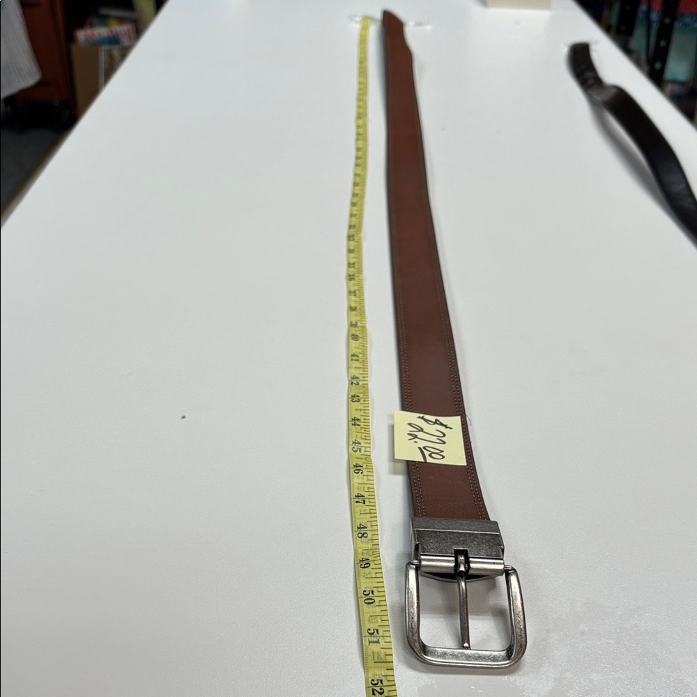 Dickies Brown Leather Belt with Silver Buckle